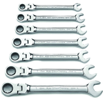 7 Piece - Flex-Head Metric Combination Ratcheting Wrench Set - Industrial Tool & Supply