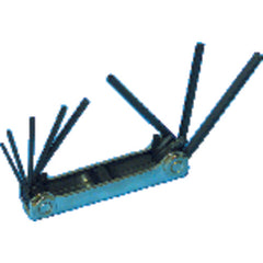 9 Pieces-0.050″-3/16″ Fold Up Style-3 5/8″ Arm-Hex Key Set - Industrial Tool & Supply