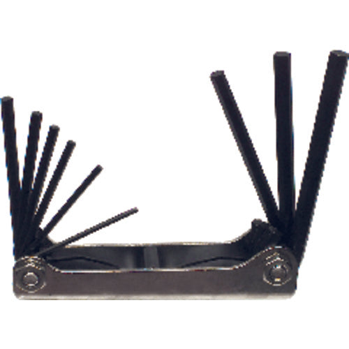 9 Pieces-5/64″-1/4″ Fold Up Style-4 1/4″ Arm-Hex Key Set - Industrial Tool & Supply