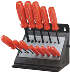 13 Piece - .050 - 3/8" Screwdriver Style - Ball End Hex Driver Set with Stand - Industrial Tool & Supply