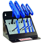 8 Piece - 2.0 - 10mm T-Handle Style - 9'' Arm- Hex Key Set with Plain Grip in Stand - Industrial Tool & Supply