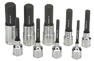 9 Piece - 4; 5; 6; 7; 8; 10; 12; 14; 17mm - 2" OAL - Pro Hold® Metric Socket Bit Set - Industrial Tool & Supply