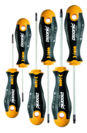 6 Piece - T8 - T25 - Torx Tip Ergonic Screwdrivers - Impact-Proof Handle with Hanging Hole - Industrial Tool & Supply