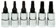 6 Piece - #9309082 - T10; T15; T20; T25; T27; T30 - 1/4" Drive - Socket Drive Torx Bit Set - Industrial Tool & Supply