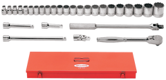 29 Piece - #9323644 - 10 to 21mm - 1/2" Drive - 12 Point - Metric Socket Set - Industrial Tool & Supply