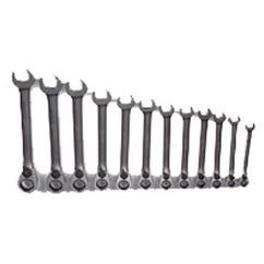 Snap-On/Williams Reverse Ratcheting Wrench Set -- 12 Pieces; 12PT Chrome Plated; Includes Sizes: 8; 9; 10; 11; 12; 13; 14; 15; 16; 17; 18; 19mm; 5° Swing - Industrial Tool & Supply