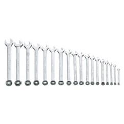 Snap-On/Williams Metric Combination Wrench Set -- 18 Pieces; 12PT Satin Chrome; Includes Sizes: 7; 8; 9; 10; 11; 12; 13; 14; 15; 16; 17; 18; 19; 20; 21; 22; 23; 24mm - Industrial Tool & Supply