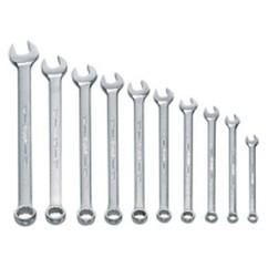 Snap-On/Williams Metric Combination Wrench Set -- 10 Pieces; 12PT Satin Chrome; Includes Sizes: 7; 8; 9; 10; 11; 12; 13; 15; 17mm - Industrial Tool & Supply