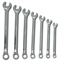 Snap-On/Williams Fractional Combination Wrench Set -- 7 Pieces; 12PT Satin Chrome; Includes Sizes: 3/8; 7/16; 1/2; 9/16; 5/8; 11/16; 3/4" - Industrial Tool & Supply