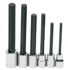 6 Piece - 1/4; 5/16; 3/8; 1/2; 9/16; 5/8" - 1/2" Drive - Hex Bit Socket Set - Industrial Tool & Supply