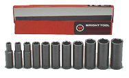 11 Piece - #412 - 3/8 to 1" - 1/2'' Drive - 6 Point - Deep Impact Socket Set - Industrial Tool & Supply