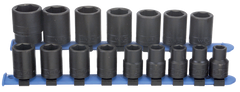 16 Piece - #466 - 10 to 27mm - 1/2'' Drive - 6 Point - Metric Impact Socket Set - Industrial Tool & Supply