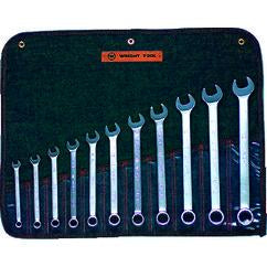 Wright Tool Fractional Combination Wrench Set -- 11 Pieces; 12PT Chrome Plated; Includes Sizes: 3/8; 7/16; 1/2; 9/16; 5/8; 11/16; 3/4; 13/16; 7/8; 15/16; 1"; Grip Feature - Industrial Tool & Supply