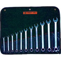 Wright Tool Fractional Combination Wrench Set -- 11 Pieces; 12PT Chrome Plated; Includes Sizes: 3/8; 7/16; 1/2; 9/16; 5/8; 11/16; 3/4; 13/16; 7/8; 15/16; 1"; Grip Feature - Industrial Tool & Supply