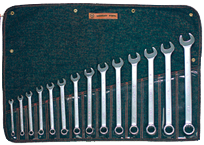 Wright Tool Fractional Combination Wrench Set -- 14 Pieces; 12PT Chrome Plated; Includes Sizes: 3/8; 7/16; 1/2; 9/16; 5/8; 11/16; 3/4; 13/16; 7/8; 15/16; 1; 1-1/16; 1-1/8; 1-1/4"; Grip Feature - Industrial Tool & Supply