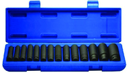 15 Piece - 11 to 32mm - 1/2" Drive - Metrid Deep Impact Socket SEt - Industrial Tool & Supply