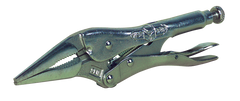 Long Nose Locking Pliers with Wire Cutter -- #9LN Plain Grip 3'' Capacity 9'' Long - Industrial Tool & Supply