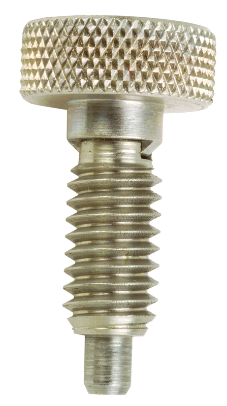 Hand Retractable Spring Plunger with Knurled Knob - 1 lbs Initial End Force, 8 lbs Final End Force (3/8-16 Thread) - Industrial Tool & Supply