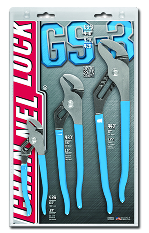 Channellock Tongue & Groove Plier Set -- #GS3; 3 Pieces; Includes: 6-1/2"; 9-1/2"; 12" - Industrial Tool & Supply