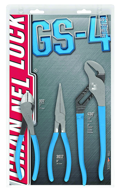 Channellock Combo Pliers Set -- #GS4; 3 Pieces; Includes: 7-1/2" Long Nose; 7" Cutting; 10" Tongue & Groove - Industrial Tool & Supply