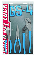 Channellock Combo Pliers Set -- #GS4; 3 Pieces; Includes: 7-1/2" Long Nose; 7" Cutting; 10" Tongue & Groove - Industrial Tool & Supply