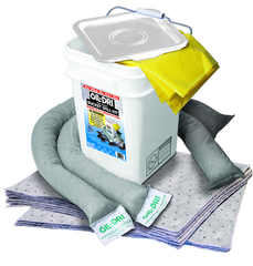 #L90435 Bucket Spill Kit--5 Gallon Bucket Contains: Socks / Perf. Pads / Disposable Bag - Absorbents - Industrial Tool & Supply