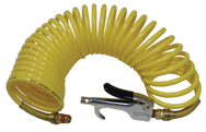 600N25A - 1/4 MPT x 25 Feet - Yellow Nylon - 1-Swivel Fitting(s) - Recoil Air Hose & Air Blow Gun Kit - Industrial Tool & Supply