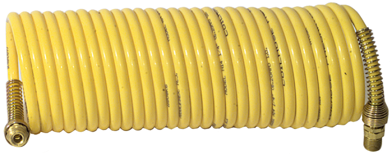 #N38-25A - 3/8 MPT x 25 Feet - Yellow Nylon - 1-Swivel x 1- Rigid Fitting(s) - Recoil Air Hose - Industrial Tool & Supply