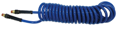 #PU1410BT - 1/4 MPT x 10 Feet - Transparent Blue Polyurethane - 1-Swivel Fitting(s) - Self-Storing Hose - Industrial Tool & Supply