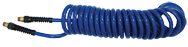 #PU3850BT - 3/8 MPT x 50 Feet - Transparent Blue Polyurethane - 1-Swivel Fitting(s) - Self-Storing Hose - Industrial Tool & Supply