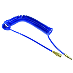 #PUE3810BT - 3/8 MPT x 10 Feet - Transparent Blue Polyurethane - 2 Swivel Fitting(s) - Self-Storing Hose - Industrial Tool & Supply