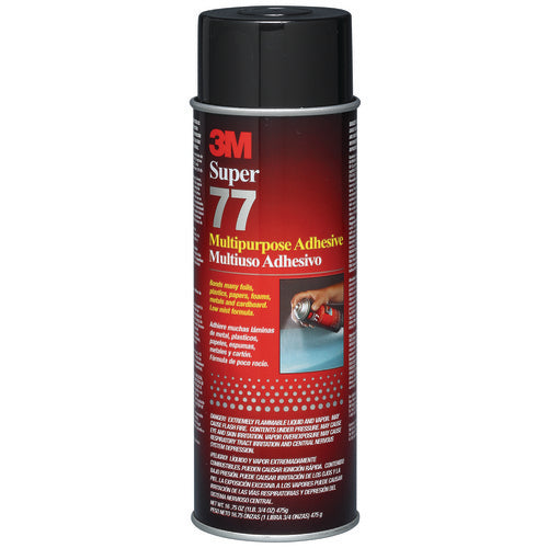 3M Super 77 Multipurpose Spray Adhesive 24 fl oz Can (Net Wt 16.75 oz) NOT FOR SALE IN CA AND OTHER STATES - Industrial Tool & Supply