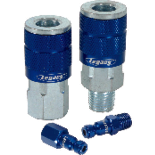 Model A72452C–1/4″ Body × 1/4″ NPT (3 pieces) - Blue Automotive Coupler & Plug Kit - Industrial Tool & Supply
