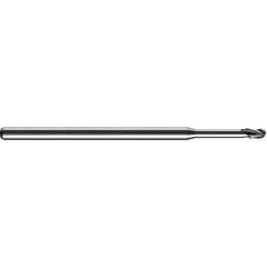 ‎0.01″ Dia. × 1/8″ Shank × 0.015″ DOC × 2-1/2″ OAL, Carbide TA, Spiral , 3 Flute, 30° Helix, Ballnose End Mill - Exact Industrial Supply