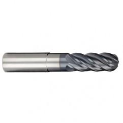 1/4" Dia. - 3/8" LOC - 4 OAL 5 FL Ball Nose Carbide End Mill-AlCrN-X - Industrial Tool & Supply
