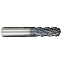 1/4" Dia. - 3/8" LOC - 2-1/2" OAL - Ball Nose 5 FL Carbide S/E HP End Mill-AlCrNX - Industrial Tool & Supply