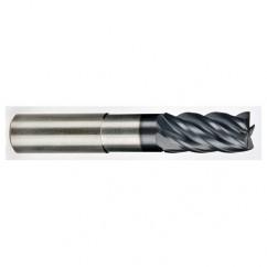 3/8" Dia. - 1/2" LOC - 4" OAL - .015 Radius 5 FL Carbide End Mill-AlCrN-X - Industrial Tool & Supply