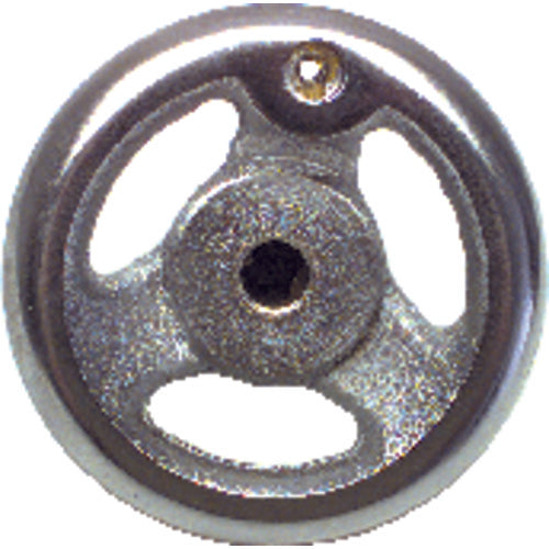 Polished Chrome Plated Hand Wheel - 4″ Wheel Diameter, 1 1/8″ Hub Diameter, #10–24 Threaded Handle Hole, 3/8″ Threaded Center Hole - Industrial Tool & Supply
