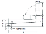 Bored Foldable Crank Handle - 1/2'' Hole Diameter; 2'' Handle Length; 3.94'' Width - Industrial Tool & Supply