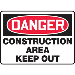 Sign, Danger Construction Area Keep Out, 10″ × 14″, Plastic - Industrial Tool & Supply