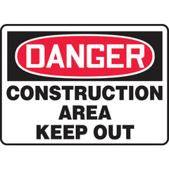 Sign, Danger Construction Area Keep Out, 7″ × 10″, Plastic - Industrial Tool & Supply