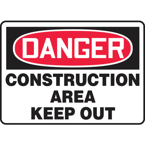 Sign, Danger Construction Area Keep Out, 10″ × 14″, Vinyl - Industrial Tool & Supply