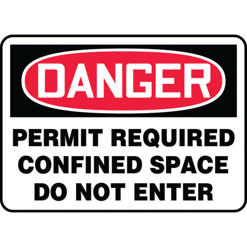 Sign, Danger Permit Required Confined Space Do Not Enter, 10″ × 14″, Vinyl - Industrial Tool & Supply