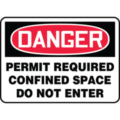 Sign, Danger Permit Required Confined Space Do Not Enter, 10″ × 14″, Plastic - Industrial Tool & Supply