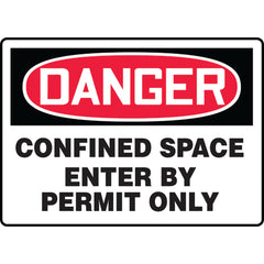Sign, Danger Confined Space Enter By Permit Only, 10″ × 14″, Plastic - Industrial Tool & Supply