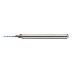 MDSS0067-ACF40B 0.67 mm Dia. × 0.67 mm Shank × 7 mm Flute Length × 38 mm OAL, PVD, External Coolant, Cylindrical Solid Carbide Drill - Exact Industrial Supply