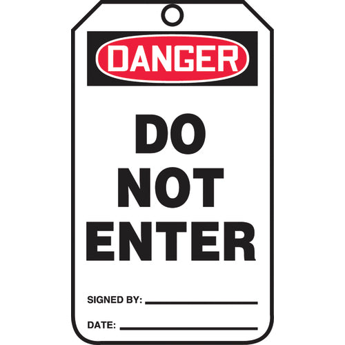 Safety Tag, Danger Do Not Enter , 25/Pk, Cardstock - Industrial Tool & Supply
