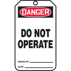 Safety Tag, Danger Do Not Operate , 25/Pk, Cardstock - Industrial Tool & Supply