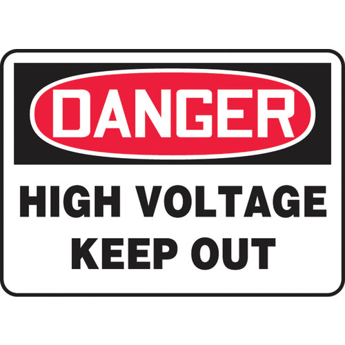 Sign, Danger High Voltage Keep Out, 7″ × 10″, Vinyl - Industrial Tool & Supply