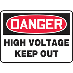Sign, Danger High Voltage Keep Out, 10″ × 14″, Vinyl - Industrial Tool & Supply